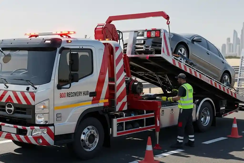 Roadside assistance service by 800 Auto Recovery Hub, providing quick and reliable help for vehicle breakdowns and emergencies