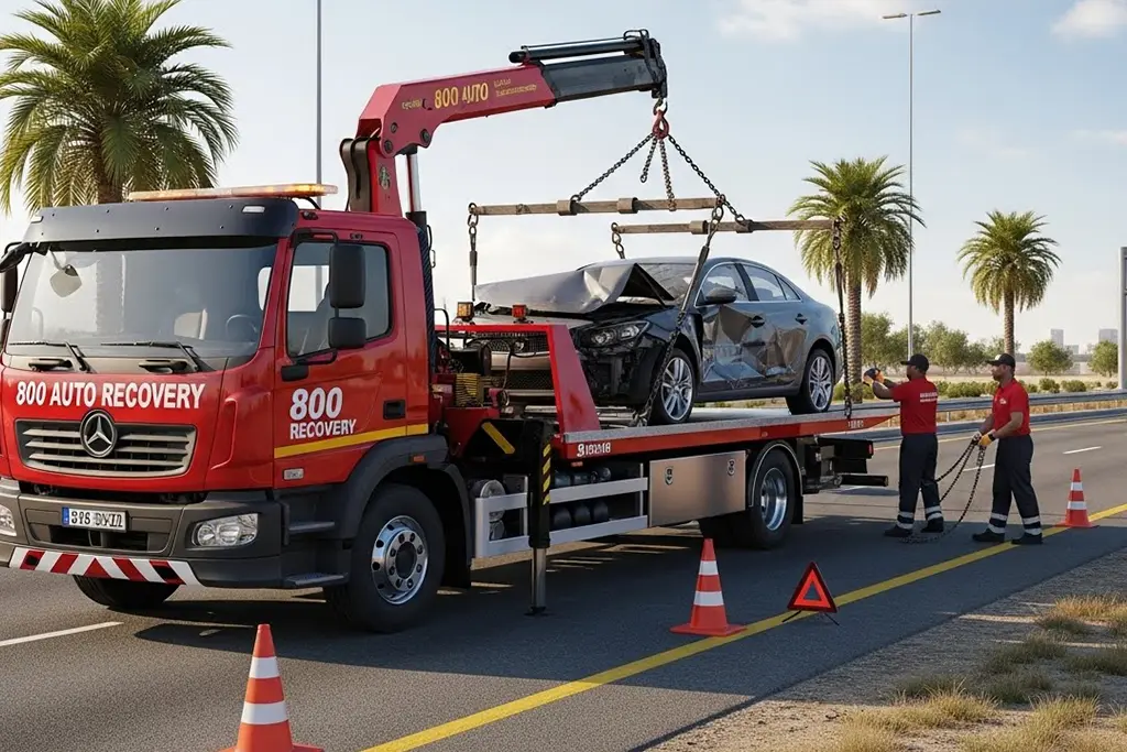 Accident car towing service providing quick and safe vehicle recovery after a collision.