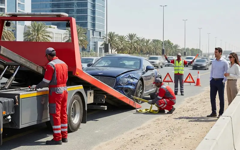 Bentley accident recovery service providing safe towing and specialized handling for luxury Bentley cars